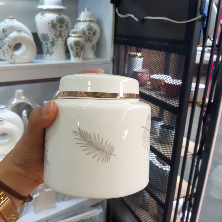 ست کندی سرامیکی سه عددی طرح برگ سوزنی طوسی