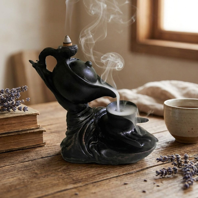 جاعودی آبشاری طرح قوری و فنجان مشکی و طلایی