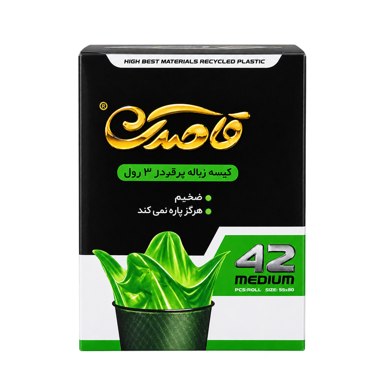 کیسه زباله رولی پرفراژدار قاصدک سایز متوسط ۴۲ عددی
